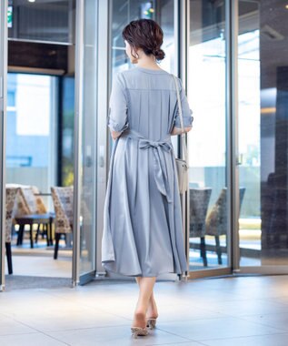 Tiaclasse L 【新色追加・洗える】バックリボン前開きワンピース ブルー