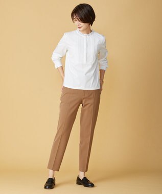 J.PRESS LADIES S 【吸水速乾】プレーティングジャージー フリル衿 カットソー ホワイト系