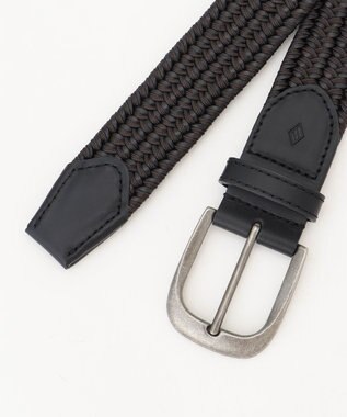 JOSEPH ABBOUD  【イタリア素材・ストレッチ・日本製】 ストレッチレザーミックス ベルト ブラック系