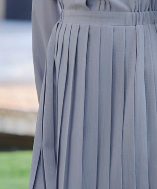 Tiaclasse 【新色追加・洗える】パールボタンプリーツワンピース ブルー