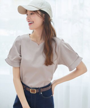 Tiaclasse 【UVケア・接触冷感】“あまラク” ハートネックカットソートップス グレージュ