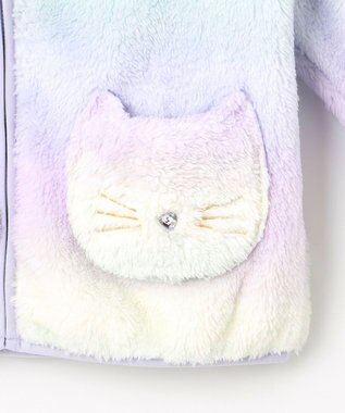 ANY KIDS ネコポケットボアブルゾン レインボー×ミント