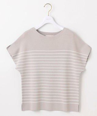 ANY SIS 【接触冷感・UVカット・洗える】ビューティクール フレンチ ニットＴ グレー×オフ