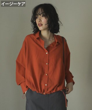 Green Parks 金ボタン裾ドロストシャツ Orange