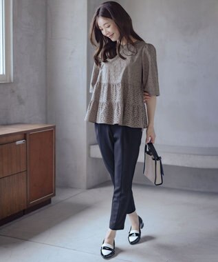 組曲 【新色追加】エンブロイダリーレースフリル ブラウス モカグレー系9