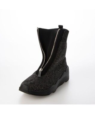 MODE ET JACOMO <carino>フロントジップニットブーツ ダークシルバー
