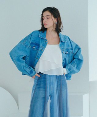 YECCA VECCA アシメラッフルオーバーキャミ White