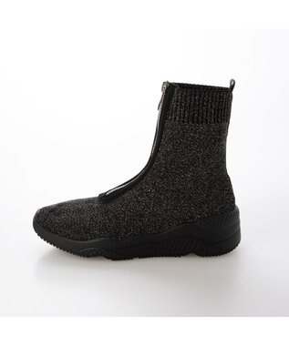 MODE ET JACOMO <carino>フロントジップニットブーツ ダークシルバー