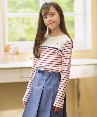  【110-140㎝】レースボーダー トップス