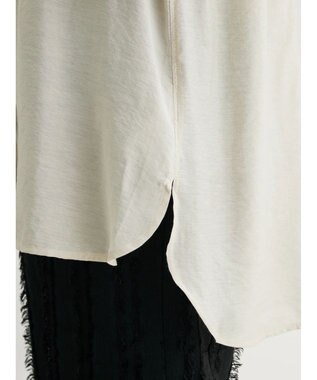 Green Parks バンドカラーシアーシャツ Gray Beige