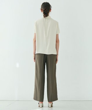 BEIGE， EVA / ハイネックハーフスリーブブラウス Sheer Orange