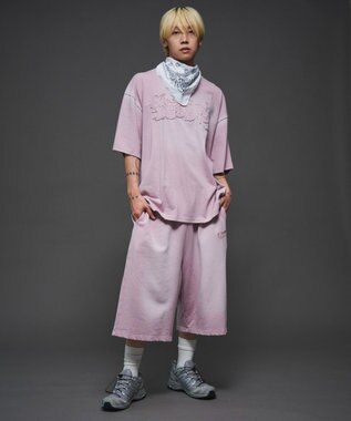 WEGO 【ユニセックス着用ITEM/ウエストゴム】ダメージアップリケショートパンツ ピンク