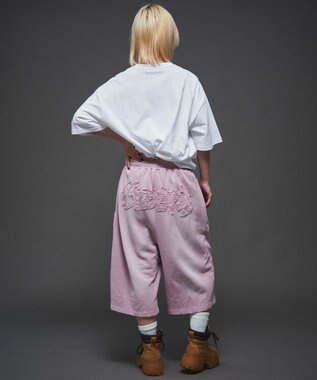 WEGO 【ユニセックス着用ITEM/ウエストゴム】ダメージアップリケショートパンツ ピンク