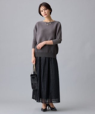 自由区 【WEB限定・洗える】コットンストレッチホールガーメントドルマン ニット グレー系1