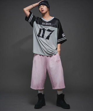 WEGO 【ユニセックス着用ITEM/ウエストゴム】ダメージアップリケショートパンツ ピンク