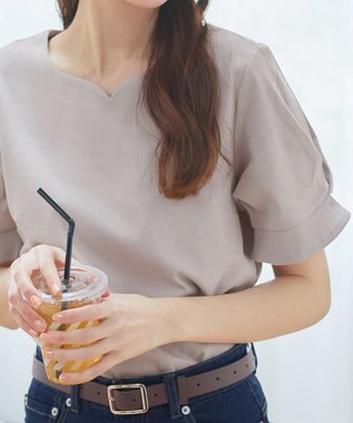 Tiaclasse 【UVケア・接触冷感】“あまラク” ハートネックカットソートップス グレージュ