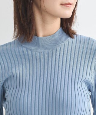 earth music&ecology シアースリーブリブハイネックプルオーバー Sax