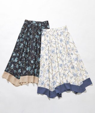 ANY SIS 【洗える】スカーフデザインプリント スカート アイボリーベース