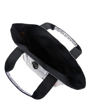 +RING 傘生地を使用した撥水ミニトートバッグ S NEWS-PAPER SR412 白～オフホワイト