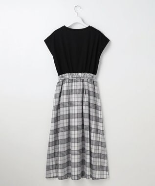 ANY SIS ファブリックドッキング ワンピース ブラック×ブロックチェック