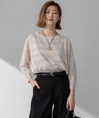 【洗える】シャイニーシアー ボートネック ニット