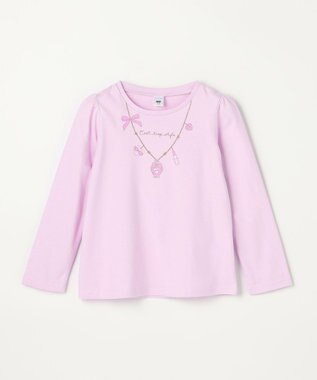 ANY KIDS 【WEB限定】7days プリント 長袖Tシャツ ラベンダー×ネックレス