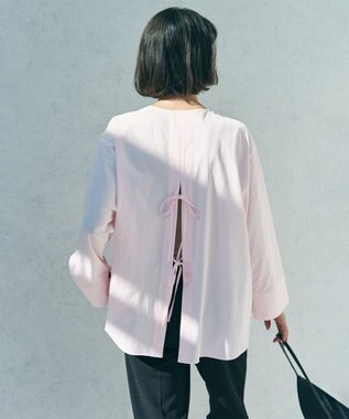 UNFILO 【WEB限定カラー】バックリボン イージーケアシャツ ピンク