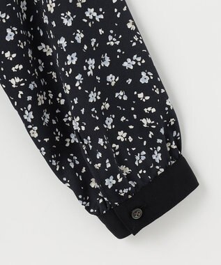 J.PRESS LADIES L 【洗える】スパンウェーブフラワープリント ブラウス ネイビー系