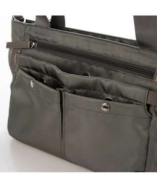 LA BAGAGERIE フロントポケット　スクエアナイロントート グレー