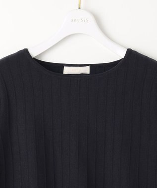 ANY SIS L 【洗える】ペプラム ニット ネイビー