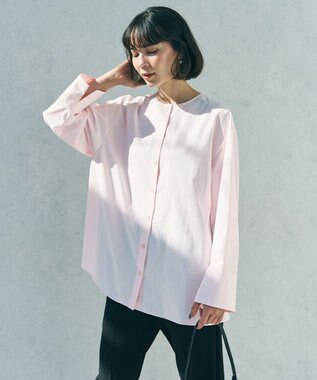 UNFILO 【WEB限定カラー】バックリボン イージーケアシャツ ピンク