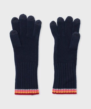 Paul Smith ストライプ リブニット グローブ ネイビー