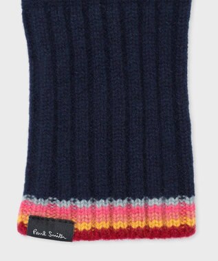 Paul Smith ストライプ リブニット グローブ ネイビー
