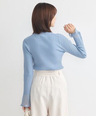 earth music&ecology シアースリーブリブハイネックプルオーバー Sax