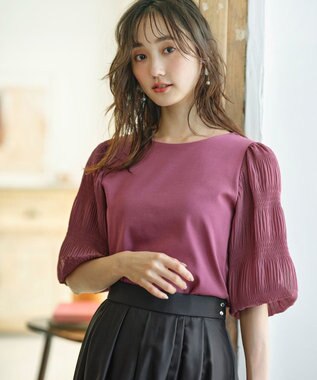 ANY SIS S 【洗える】マジョリカスリーブ プルオーバー プラム