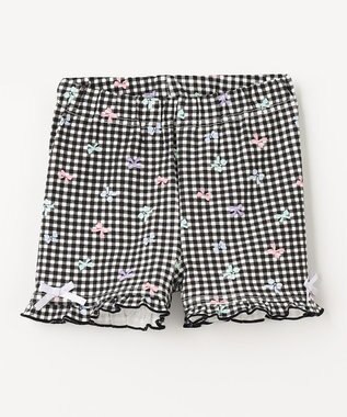 ANY KIDS 1分丈 スパッツ ギンガムチェック×リボン