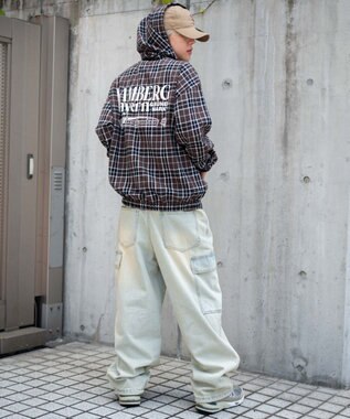 WEGO 【ユニセックス着用ITEM/MLサイズ展開】チェックグラフィックZIPパーカー（LS） ブラウンチェック1