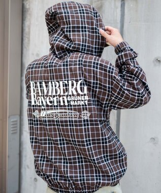 WEGO 【ユニセックス着用ITEM/MLサイズ展開】チェックグラフィックZIPパーカー（LS） ブラウンチェック1