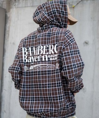 WEGO 【ユニセックス着用ITEM/MLサイズ展開】チェックグラフィックZIPパーカー（LS） ブラウンチェック1