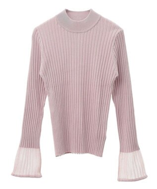 earth music&ecology シアースリーブリブハイネックプルオーバー Pink