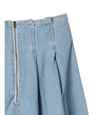 earth music&ecology フロントジップタックフレアスカート Light Indigo