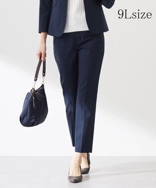J.PRESS LADIES L 【セットアップ対応・洗える・撥水・防汚】コットンFITTYシャーク テーパード パンツ ネイビー系
