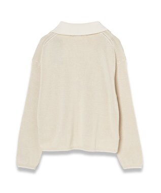 JOSEPH 【洗える】マイクロストライプ　ポロカラーニット Ivory/Quail