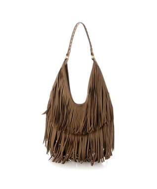 UNBILLION カシュカシュ cachecache / スエードフリンジセミショルダー ダークベージュ