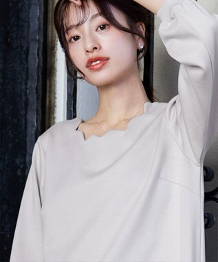 Tiaclasse 【洗える】【ふわもち美すふれ】スカラップカットソー エクリュ