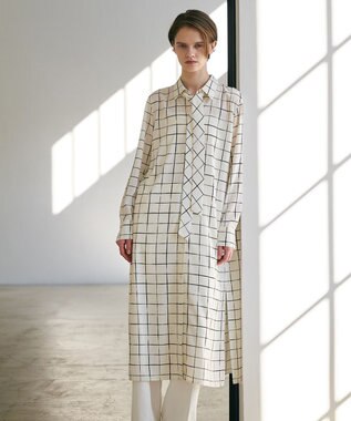 ICB L 【30th ANNIVERSARY】 ウィンドウペンプリント シャツワンピース