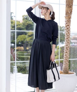 Tiaclasse L 【洗える】パーカードッキングワンピース ネイビー