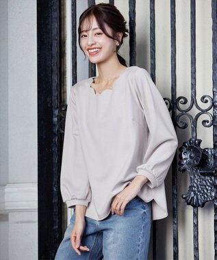 Tiaclasse 【洗える】【ふわもち美すふれ】スカラップカットソー エクリュ