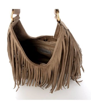 UNBILLION カシュカシュ cachecache / スエードフリンジセミショルダー ダークベージュ