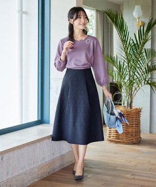 Tiaclasse 【洗える】【ふわもち美すふれ】スカラップカットソー ラベンダー